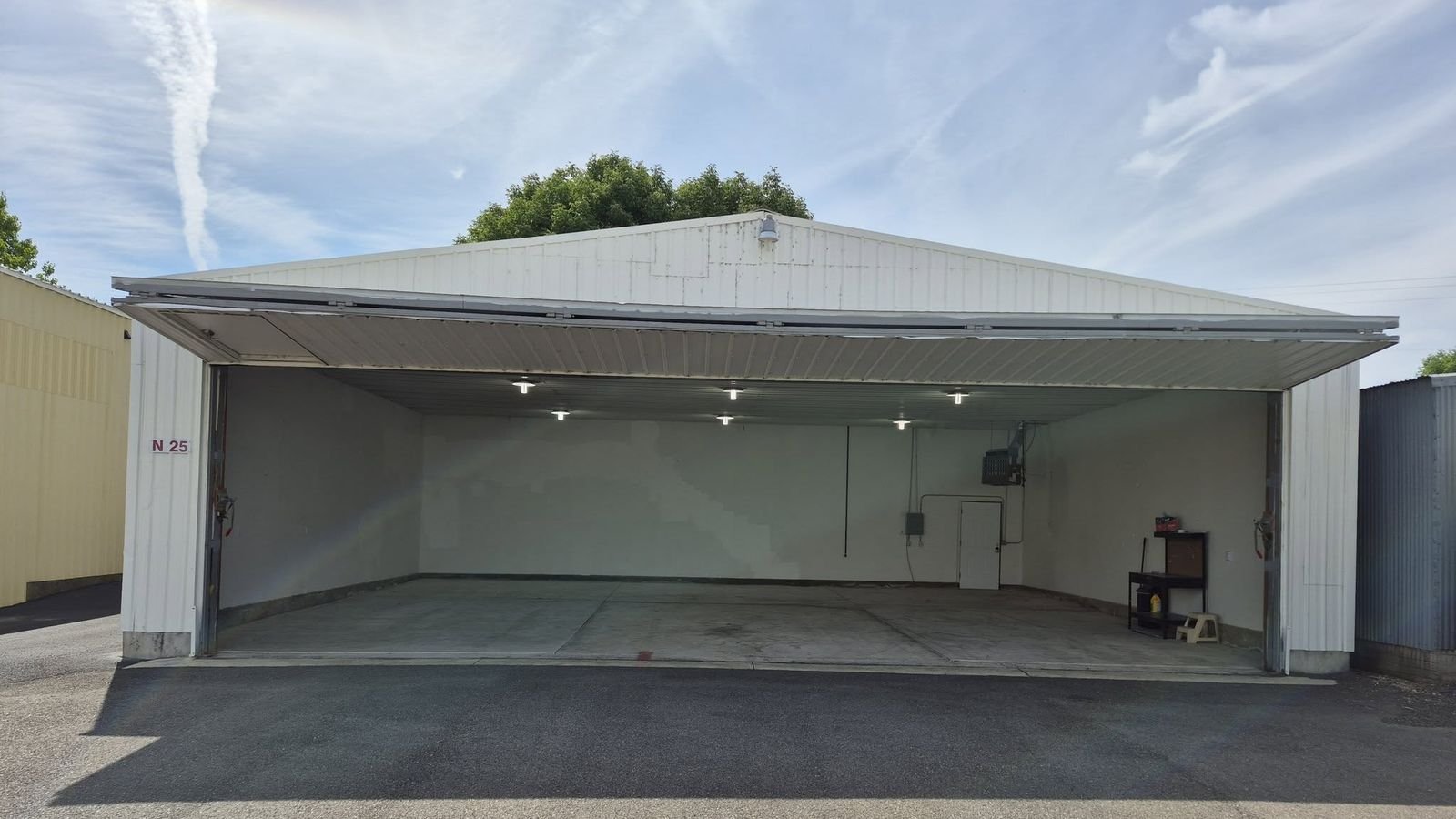 Hangar N 25 with its bifold door open